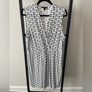 Banana Republic Navy and White Faux Wrap Dress